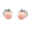 61.8 ctw Pink Coral & Diamond Earrings - 14KT White Gold & Platinum