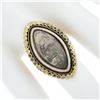 Image 3 : Antique Victorian 12k Yellow Gold Enamel Work Engraved Mourning Navette Ring