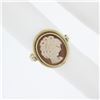 Image 4 : Vintage Solid 18k Yellow Gold Bezel Set Oval Carved Shell Cameo Petite Ring