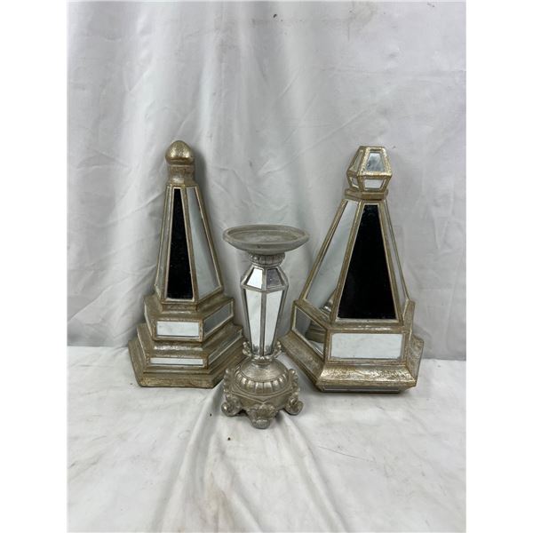 Mirrored Sconces & Candle Holder