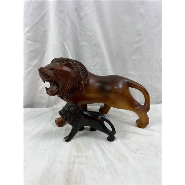 Wooden Lion Sculptures