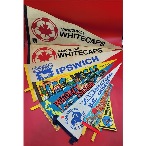 Lot of Assorted VTG Pennants w/ Vancouver, Las Vegas, Hawaii, & More