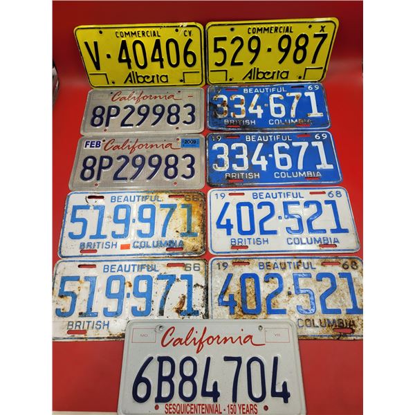 Mostly Matching VTG License Plate Sets w/ British Columbia, Alberta, & California