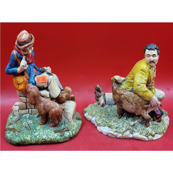 2 VTG Figurines w/ Man and His Dog & Man and His Goat