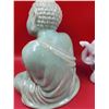 Image 2 : Ceramic Figure Lot w/ Green Buddha Made in Vietnam & White Elephant