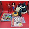 Image 1 : Assorted Toy & Sports Lot w/ Iron Man Action Figure, Autographed Hockey Photo, Hulk Binder, & More