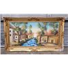 Image 1 : Framed Village Landscape Painting