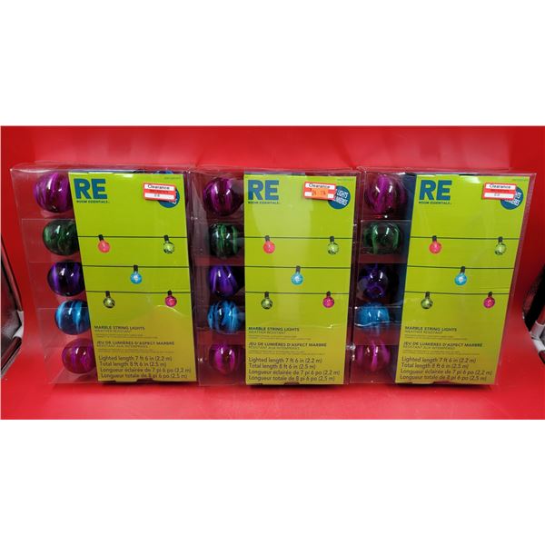 3 Packs of Room Essentials Weather-Resistant Marble String Lights