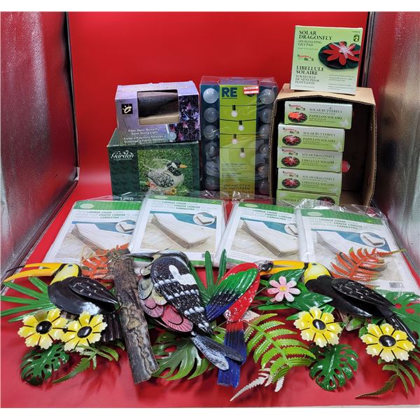 Garden & Outdoor Lot w/ Lounge Chair Covers, Globe String Lights, Duck Sprinkler, & More