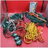 Lot of Assorted Extension Cords & Lighting Time Power Stake