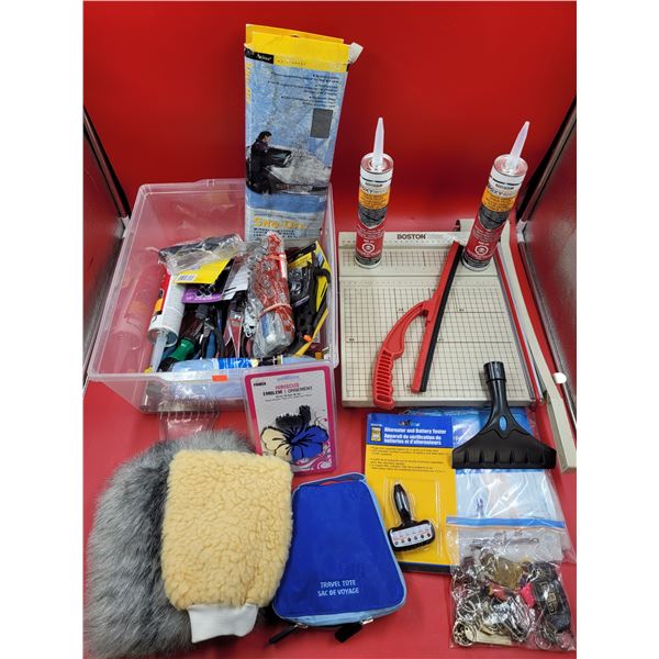 Car & Tool Lot w/ Boston 2652 Paper Cutter, Crack Filler, Alternator & Battery Tester, & More