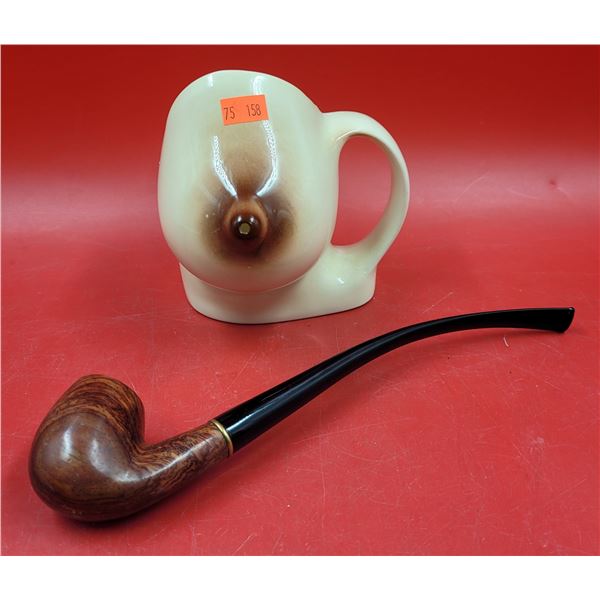 Kernewek Pottery Mug Made in England & Handmade Muxiang Pipe