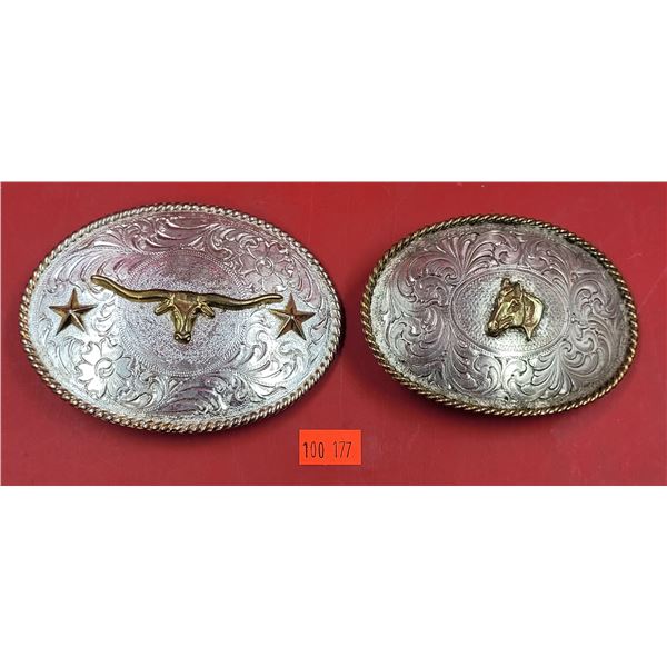 2 Metal Belt Buckles (Nocona & Montana Silversmiths)