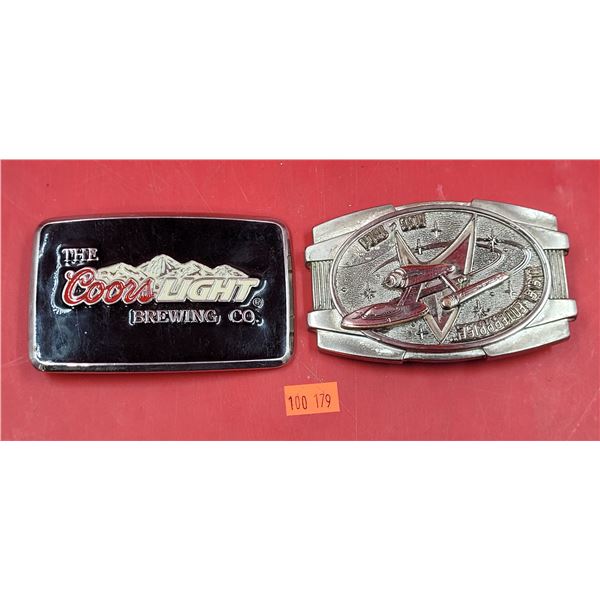 2 Metal Belt Buckles (Coors Light & Star Trek USS Enterprise)