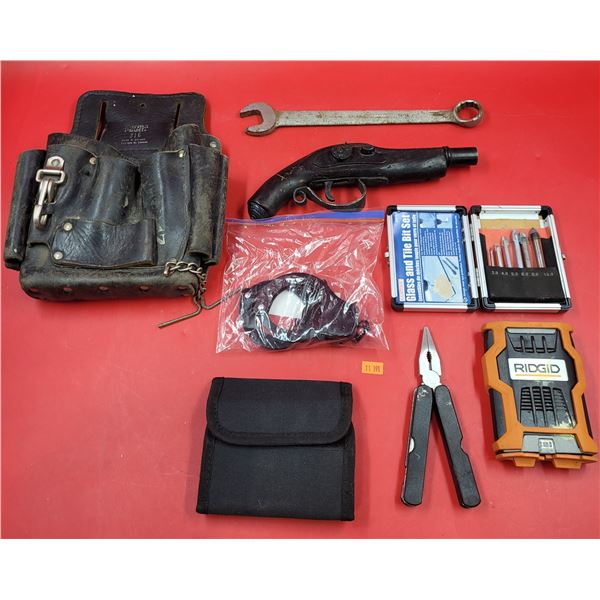 Tool Lot w/ Glass & Tile Bit Set, Multi-Tool, Leather Tool Pouch Made in Canada, & More