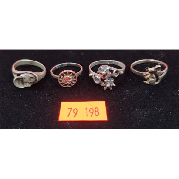 4 Assorted Sterling Silver Rings