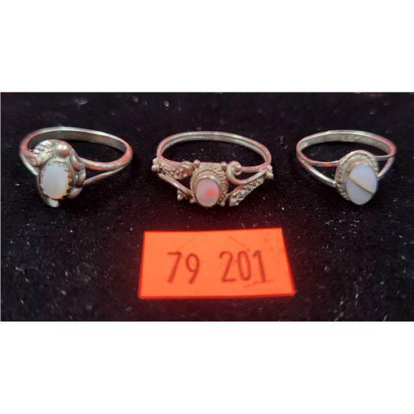 3 Sterling & Mother of Pearl Rings