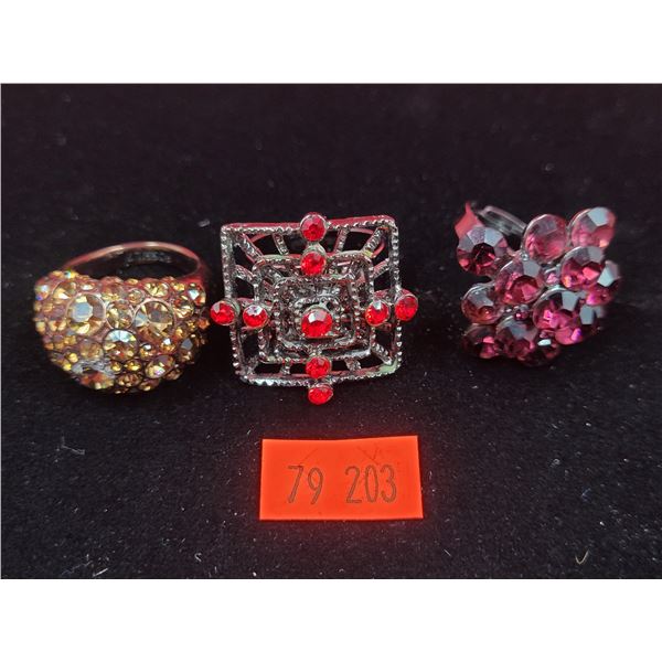 3 Large Stone Set Evening/Dress Rings
