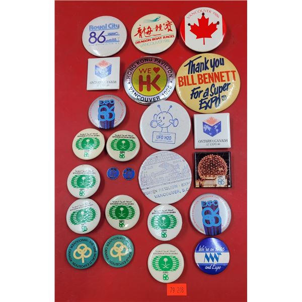 Lot of Assorted Expo 86 Pins