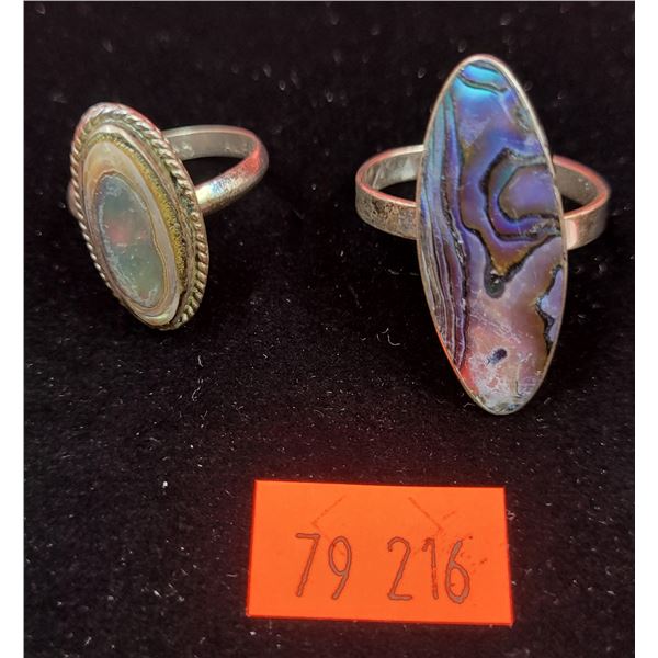 2 Abalone Rings (Large One is Marked Sterling)