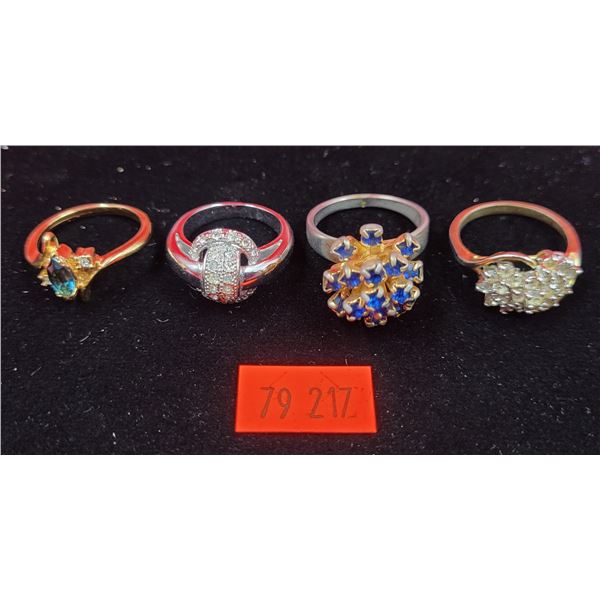 4 VTG Stone Set Dress Rings