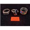 Image 1 : 3 Sterling Rings (Red Enamel, etc.)