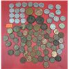 Assorted Coin Lot w/ VTG Copper & Brass British Coins, Buffalo Head Nickels, Lincoln Pennies, & More