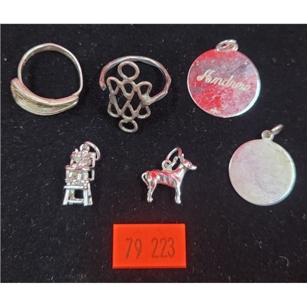 Sterling Lot w/ Charms & Rings