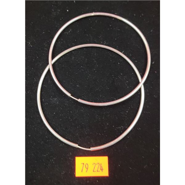 Pair of Sterling Hoop Earrings (3" Diameter)