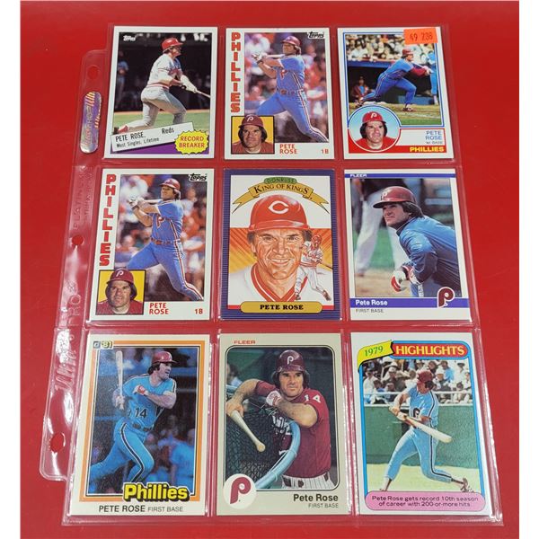 Lot of Pete Rose Phillies Baseball Cards