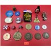 Image 1 : VTG Small Collectibles Lot w/ Antique Medallions, Labatt Pin, Thimble, & More