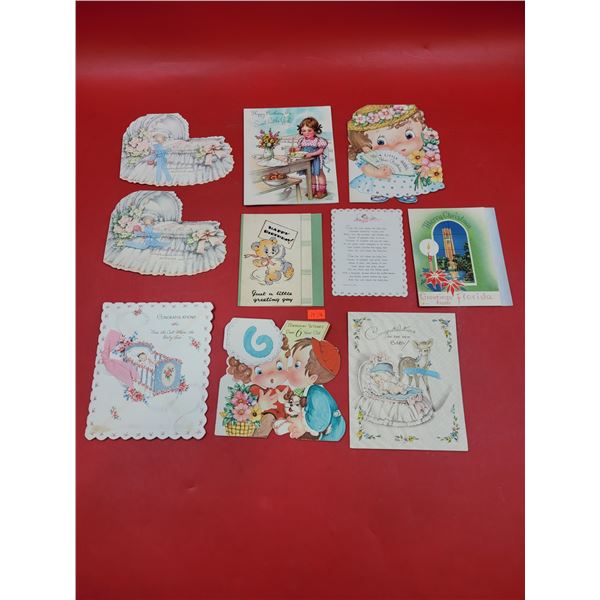 10 VTG Greeting Cards w/ Christmas, Birthday, & More