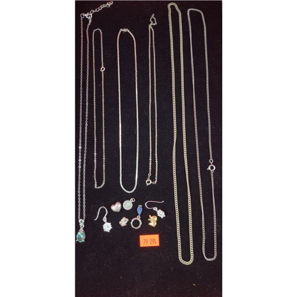 Necklace & Sterling Lot w/ 6 Necklaces, Some Small Pieces of Sterling, & More