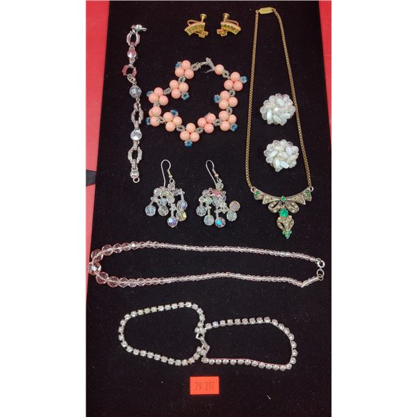 Lot of Assorted 1950's Rhinestone/Crystal Jewelry