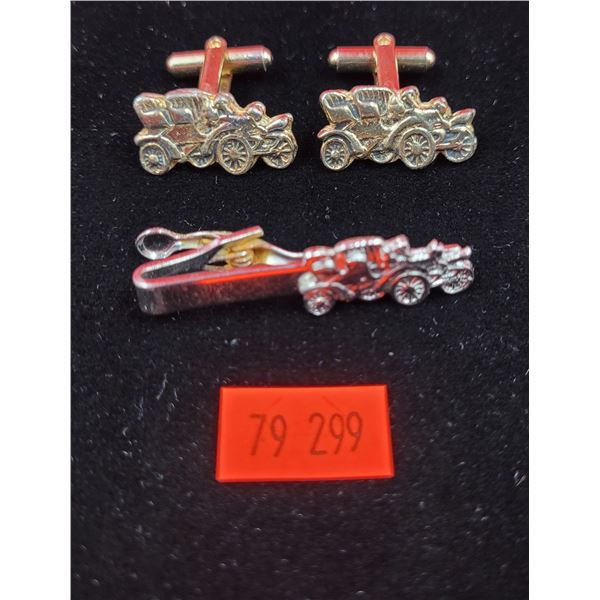 VTG Automobile Cuff Link & Tie Clip Set