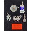 Image 1 : 5 Assorted Sterling Charms w/ Pineapple, Ship Wheel, Comedy & Tragedy Masks, & More