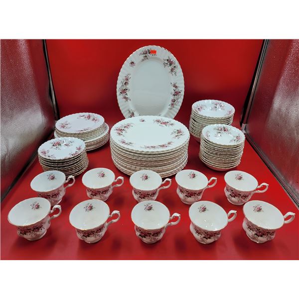 Assorted Royal Albert "Lavender Rose" Bone China Dishes Made in England w/ Plates, Teacups, & More