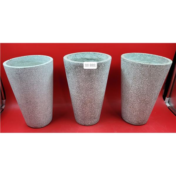 3 Tapered Concrete Planters