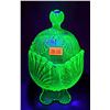 Image 1 : VTG Uranium Glass Lidded Candy Dish