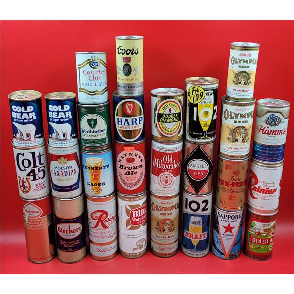 Lot of Sealed VTG Beer Cans w/ Olympia, Colt 45, Molson Canadian, Coors, & More