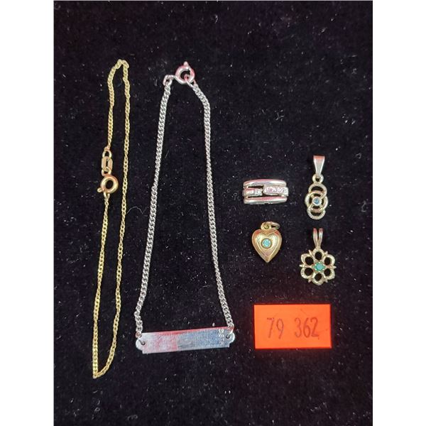 2 Sterling Bracelets & 4 Small Pendants (Some Sterling)