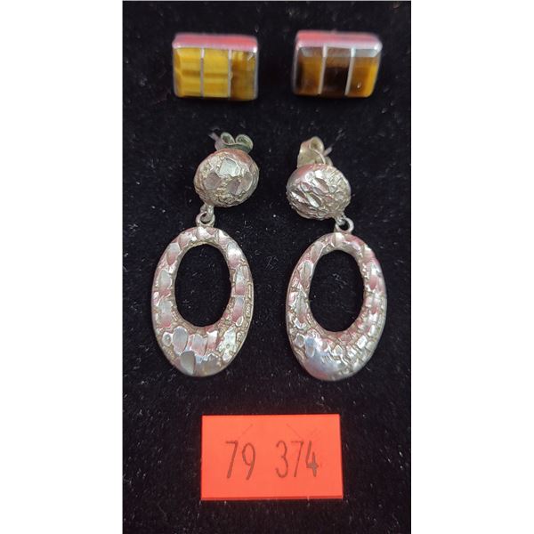 2 Pairs of Heavy Sterling Earrings