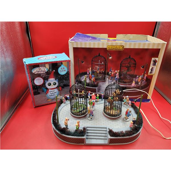 Lemax City Zoo Figurine (Working Audio) & Airblown Inflatable Christmas Owl