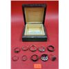 Image 1 : 10 Sterling Rings (All Marked) w/ Wooden Box