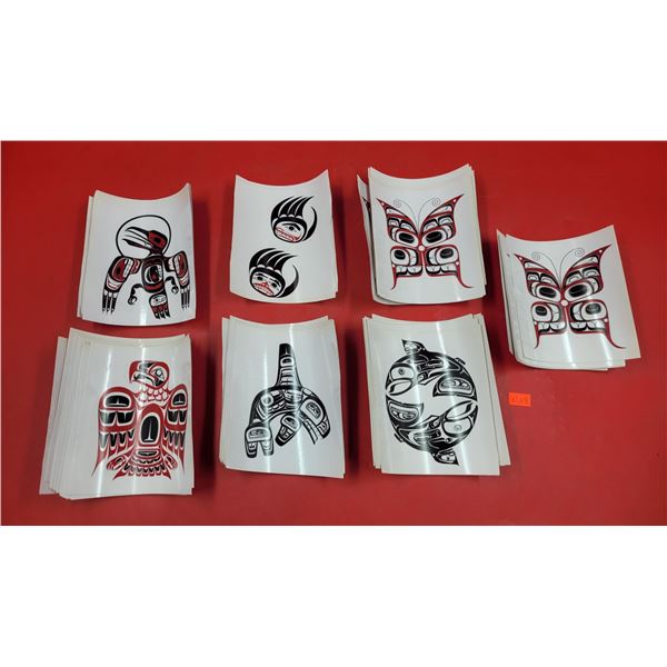 Lot of Assorted Native Decals w/ Whale, Eagle, Bear Claws, Butterfly, & More