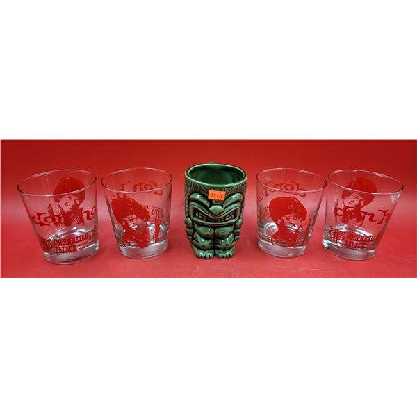 Polynesian Palace Don Ho Glasses & Tiki Mug