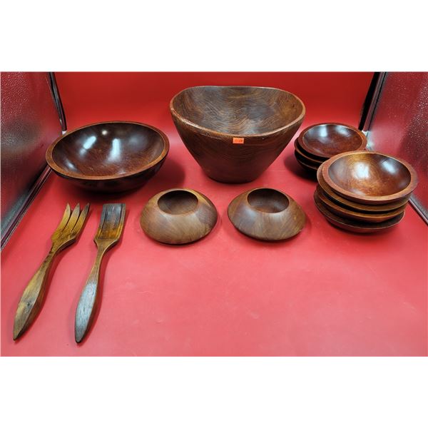 Lot of Assorted Baribocraft Wooden Dishes Made in Canada