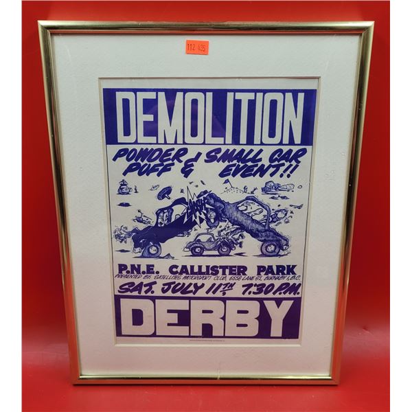 Framed VTG PNE Demolition Derby Advertising