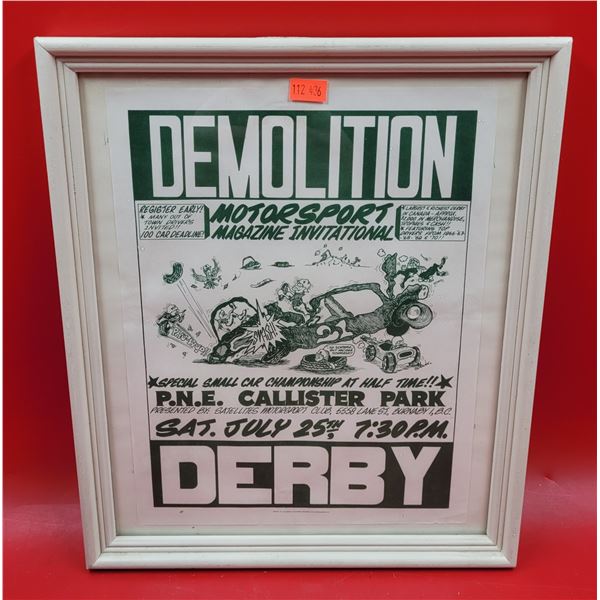 Framed VTG PNE Demolition Derby Advertising
