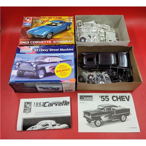 Unbuilt 1963 Corvette Stingray & '55 Chevy Street Machine Model Kits